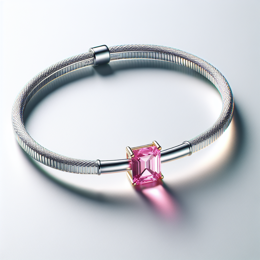 Minimalist 14K White Gold Tennis Bracelet with Solitaire Pink Sapphire Accent