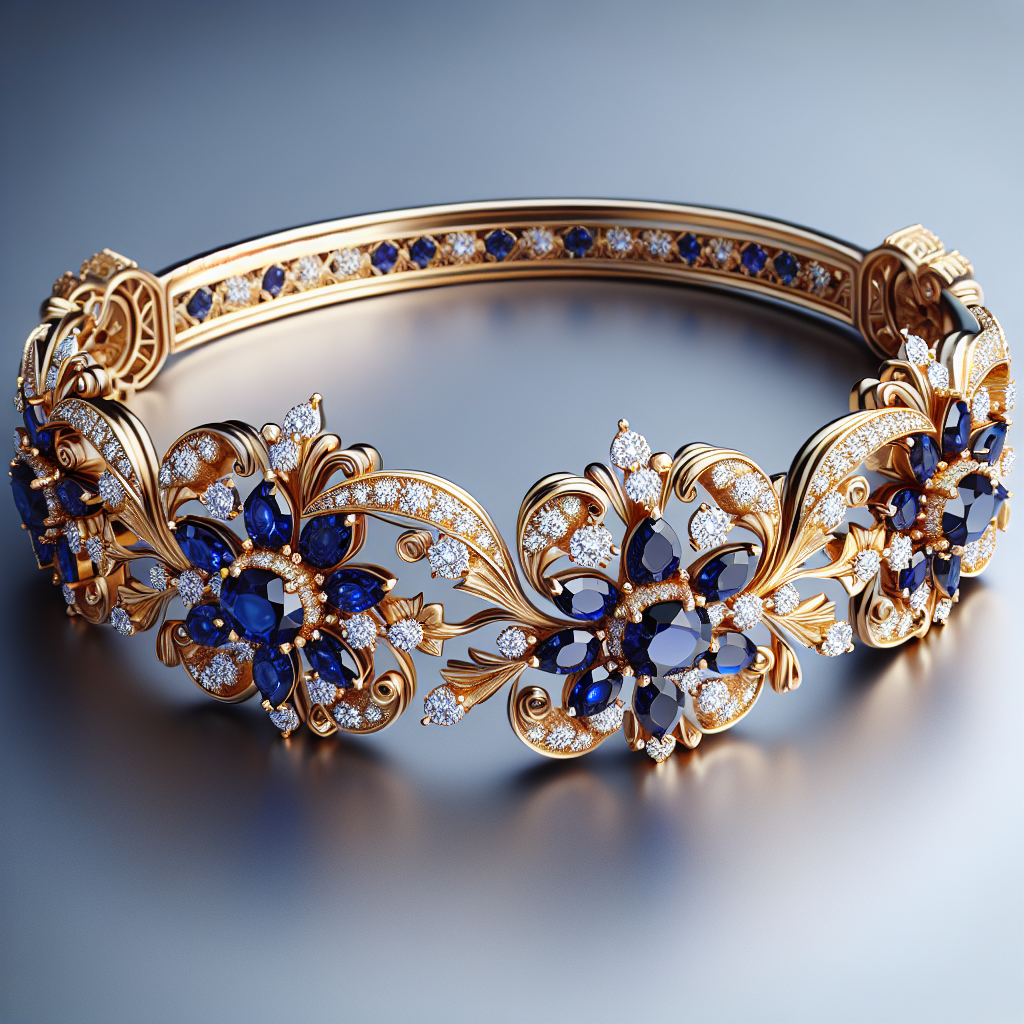 Elegant Floral Sapphire and Diamond Bracelet