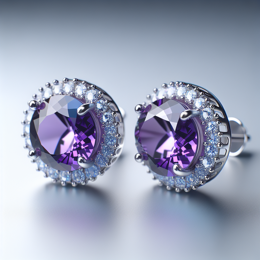 Elegant 8mm Round Amethyst Stud Earrings