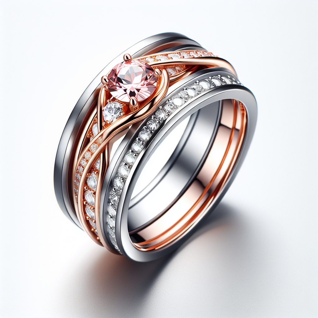 Two-Tone Padparadscha Band with Rose Gold Accents