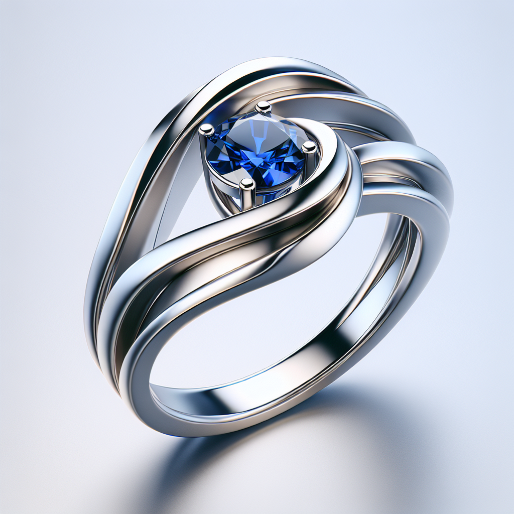 Contemporary Blue Sapphire Twist Ring
