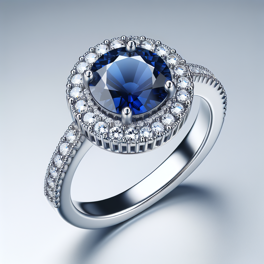 Chic Blue Sapphire Halo Ring