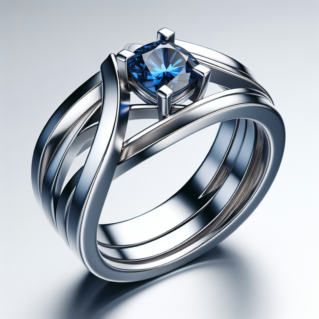 Modern Blue Sapphire Tension Set Ring