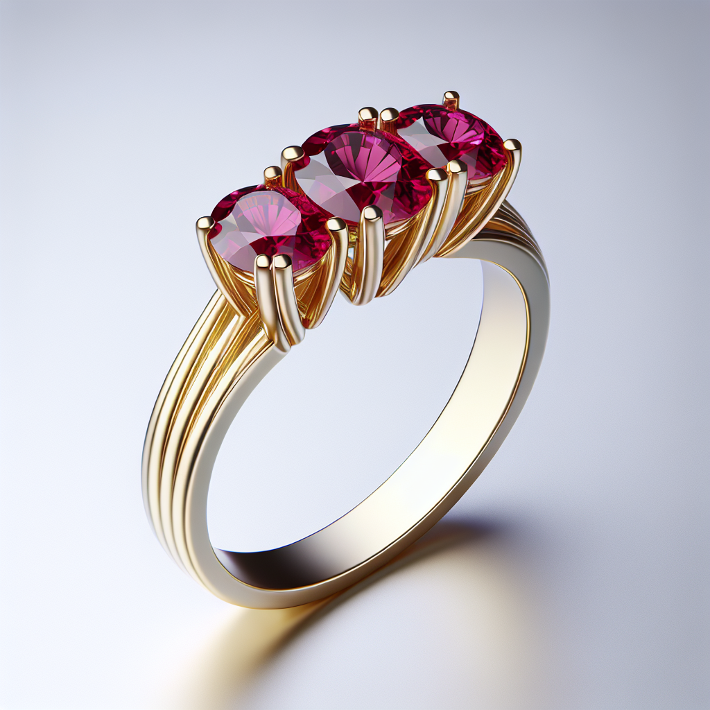 Ruby Three-Stone Tapered Ring