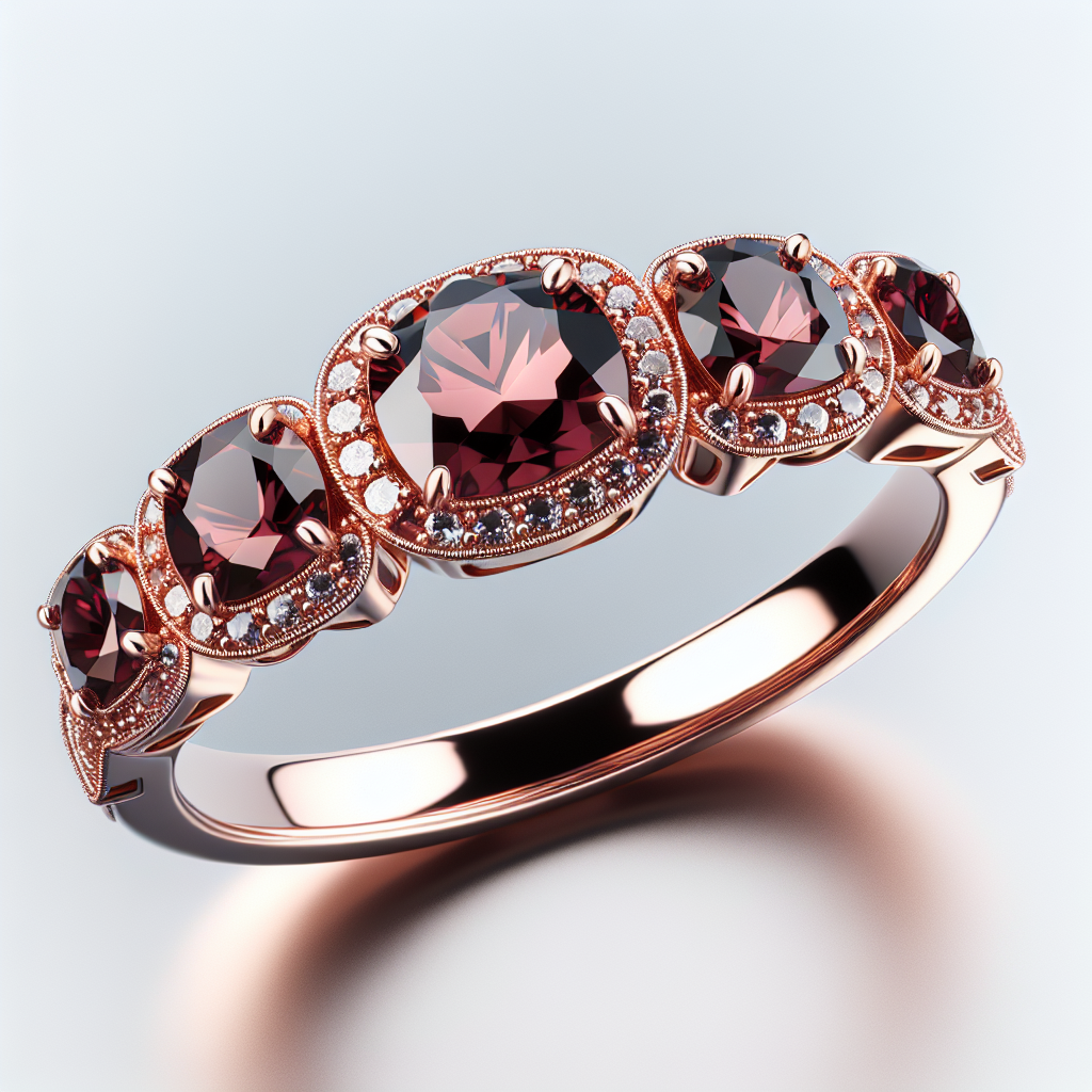 Rose Gold Cushion Cut Garnet Eternity Band