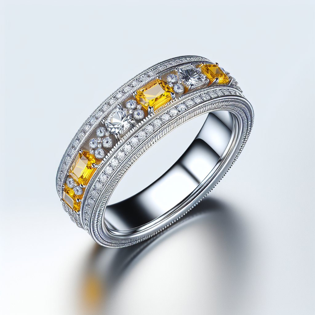 Regal Opulence Diamond and Yellow Sapphire Wedding Band