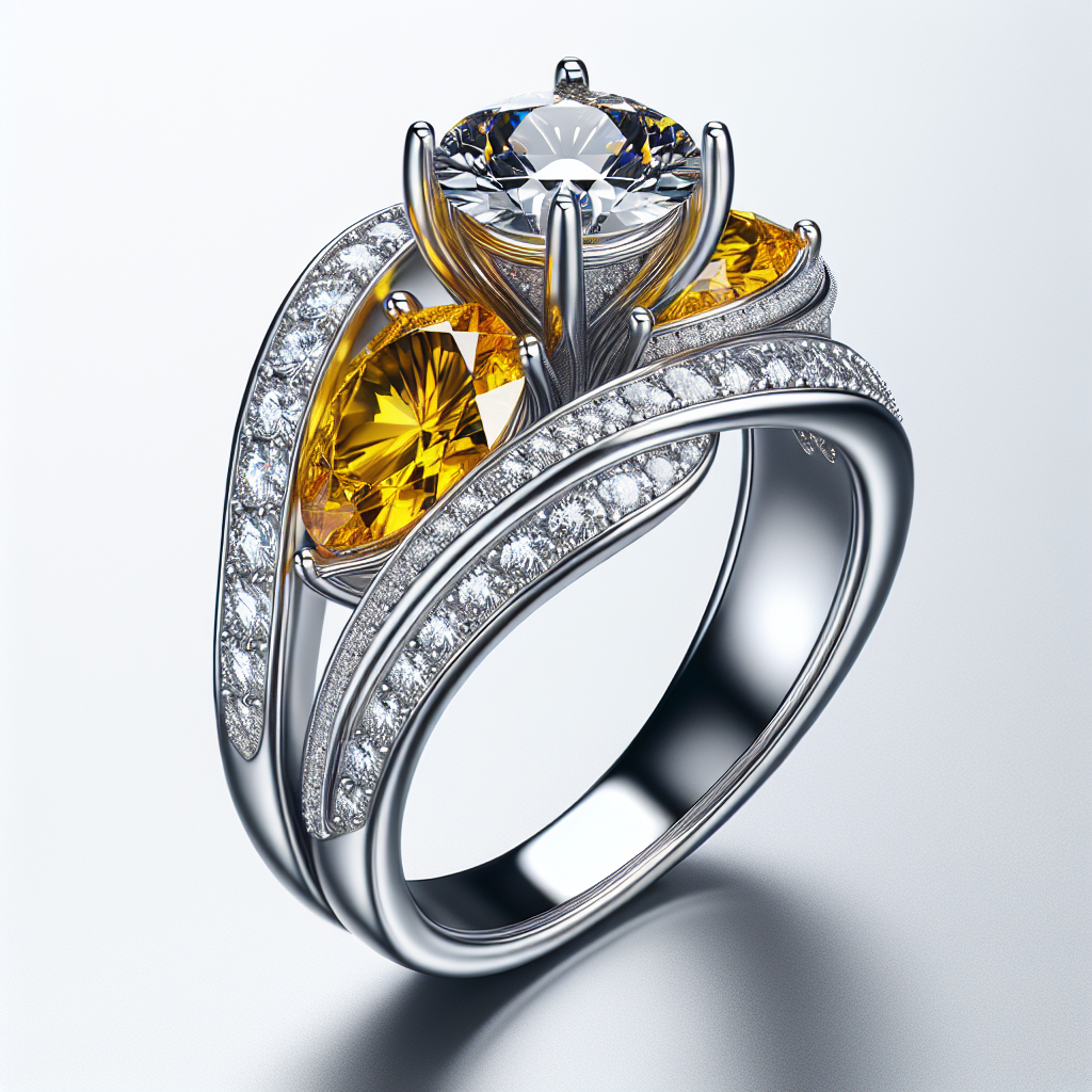 Modern Fusion Diamond and Yellow Sapphire Ring