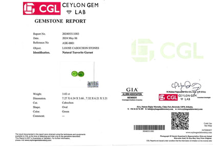 Tsavorite Matching Pair - 3.02cttw - Oval