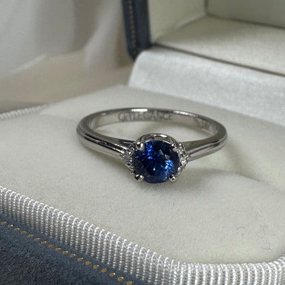 18K White Gold Ceylon Blue Sapphire & Diamond Ring