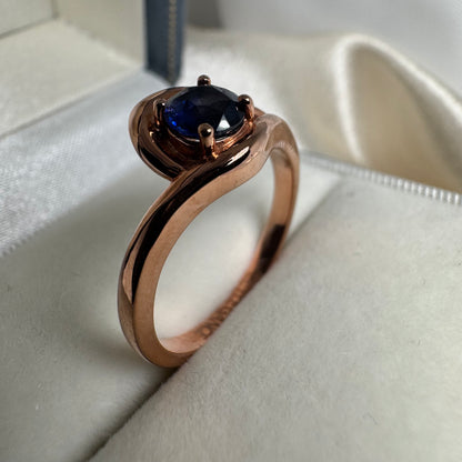 Elegant Rose Gold Blue Sapphire Ring