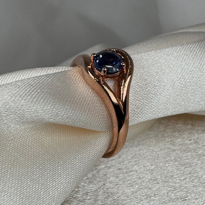 Elegant Rose Gold Blue Sapphire Ring