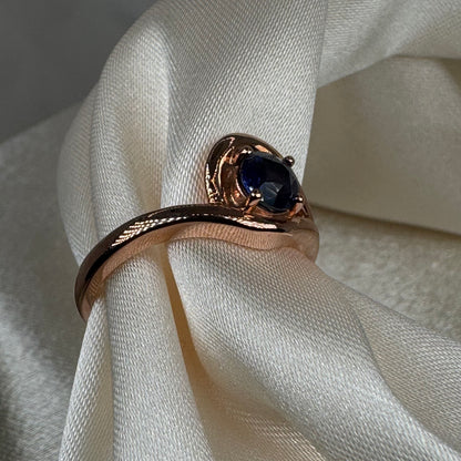 Elegant Rose Gold Blue Sapphire Ring