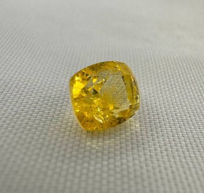 GIA Certified Natural Yellow Sapphire 3.01ct Cushion Mixed Cut