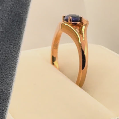Elegant Rose Gold Blue Sapphire Ring