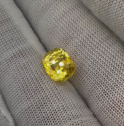GIA Certified Natural Yellow Sapphire 3.01ct Cushion Mixed Cut